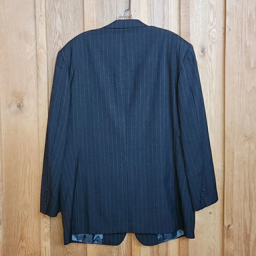 Brooks Brothers 100% Wool Sports Coat Blazer, XL- 45R, Dark Grey Pinstripe
